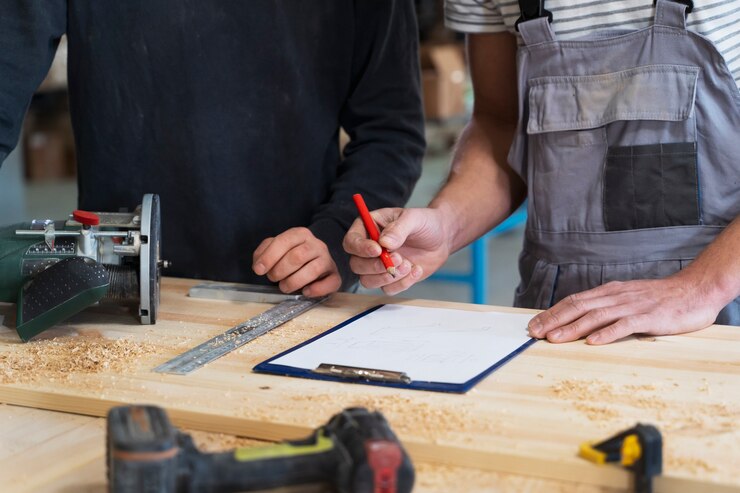 Men Working Cutting Mdf Board 23 2149384822