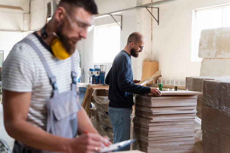 Men Working Cutting Mdf Board 23 2149384825