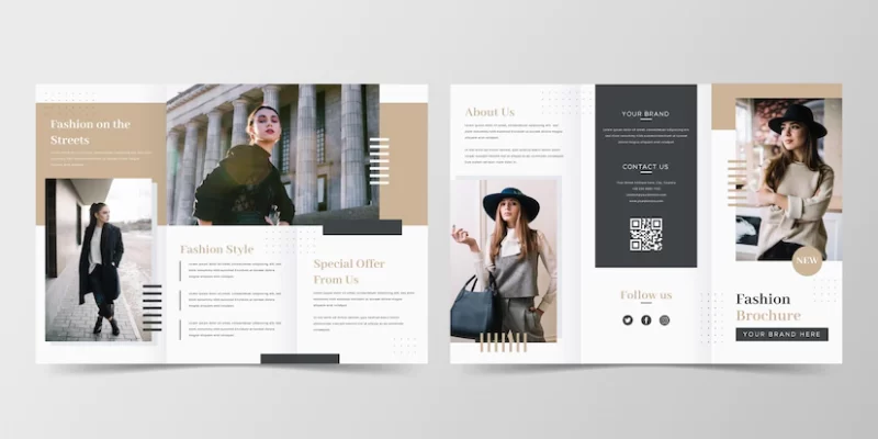 Minimal fashion trifold brochure template Free Vector