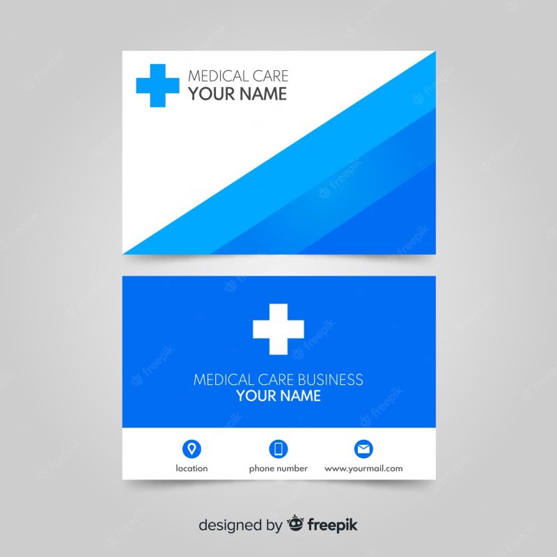 Modern professional business card with medical design Free Vector