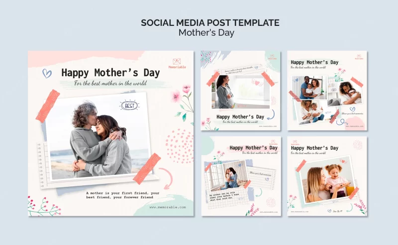 Mothers day celebration Instagram posts collection Free Psd