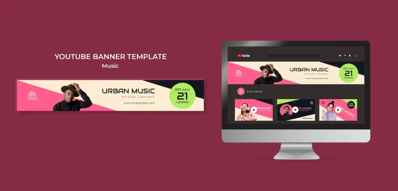 Music show youtube banner design template Free Psd