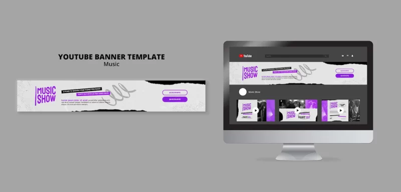 Music show youtube banner design template Free Psd