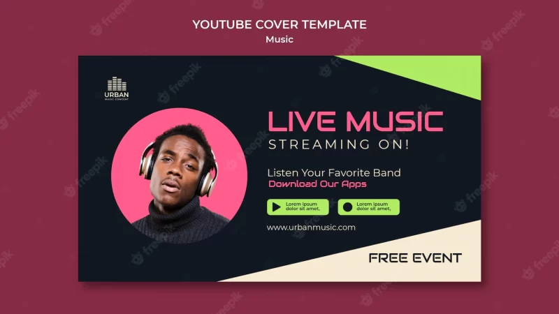 Music show youtube cover design template Free Psd