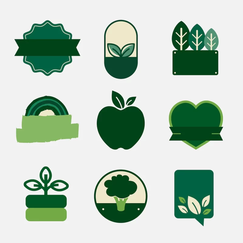 Natural products blank badges set vector in green Free Vector