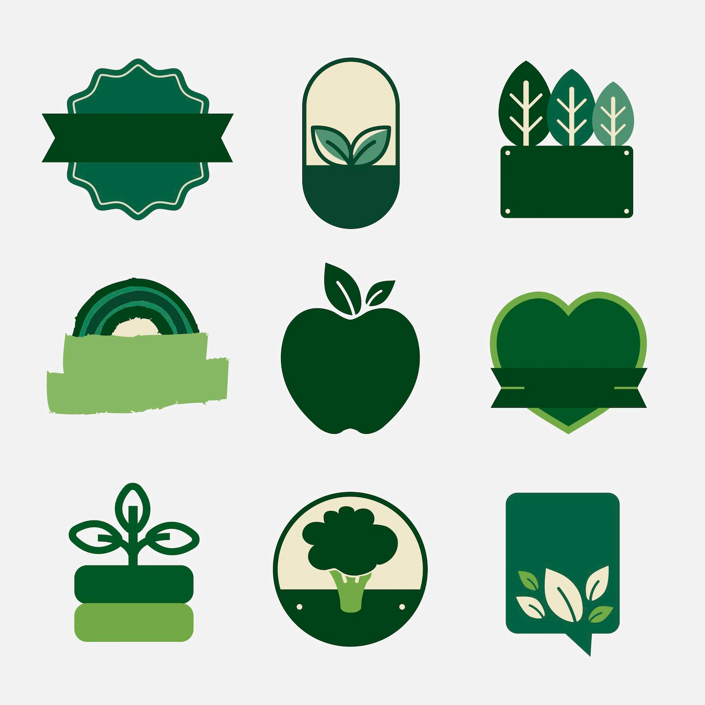 Natural Products Blank Badges Set Vector Green 53876 126718