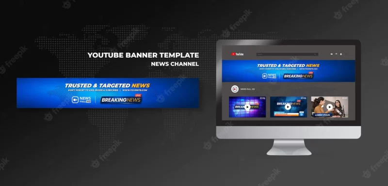 News channel youtube banner Free Psd