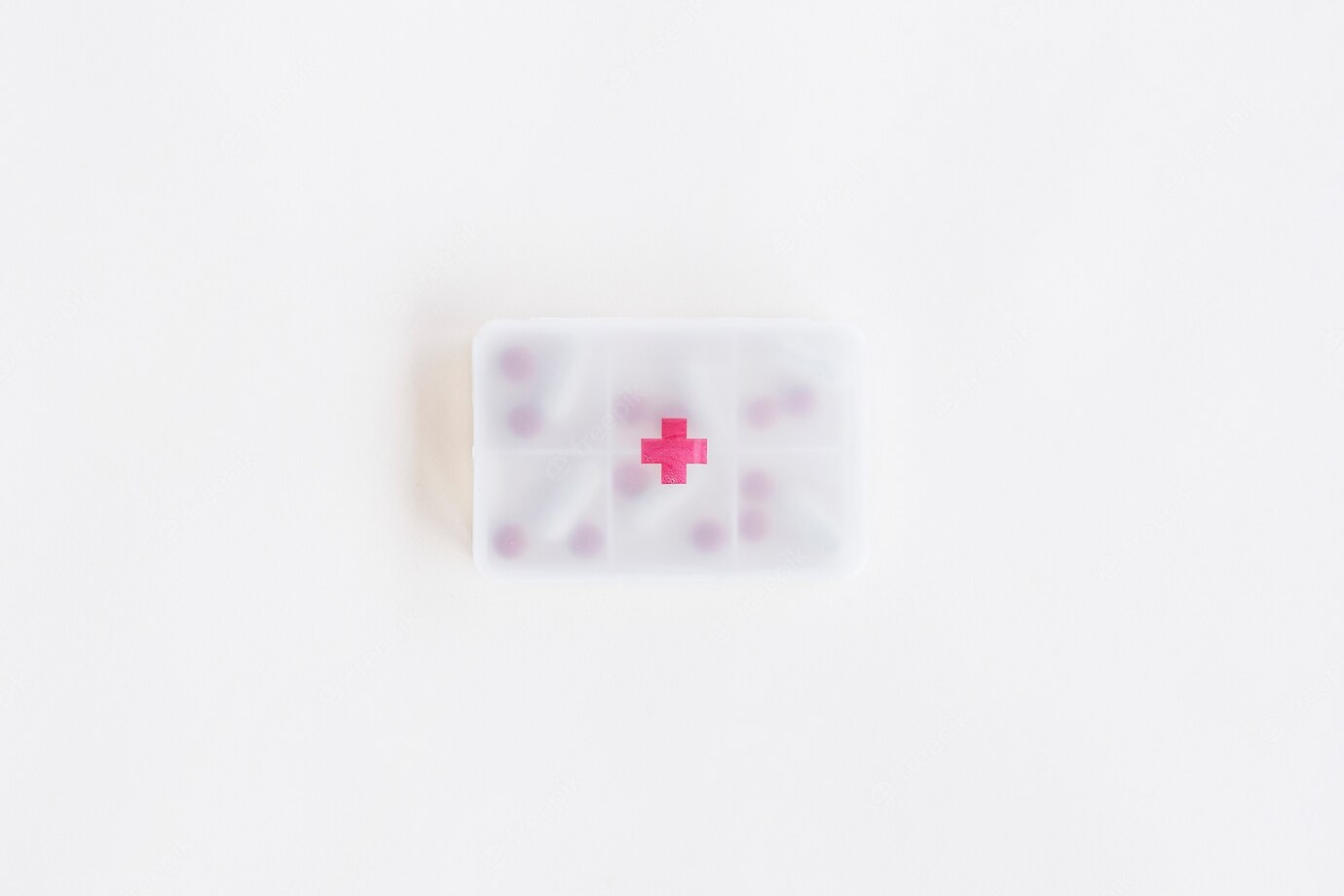 Overhead View Plastic Pills Container With First Aid Sign 23 2147827589