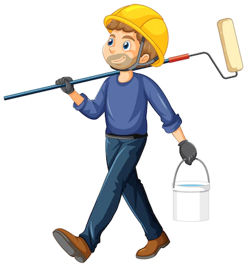 Painter Construction Worker Cartoon Character 1308 103547