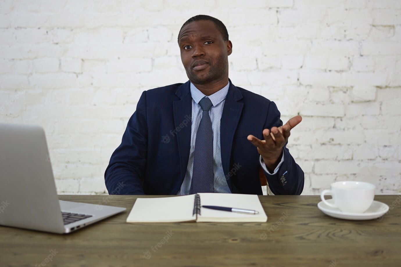 People Business Human Facial Expressions Reaction Concept Indoor Shot Handsome Dark Skinned Male Entrepreneur Wearing Formal Suit Having Frustrated Puzzled Look Gesturing Indignantly 343059 1643