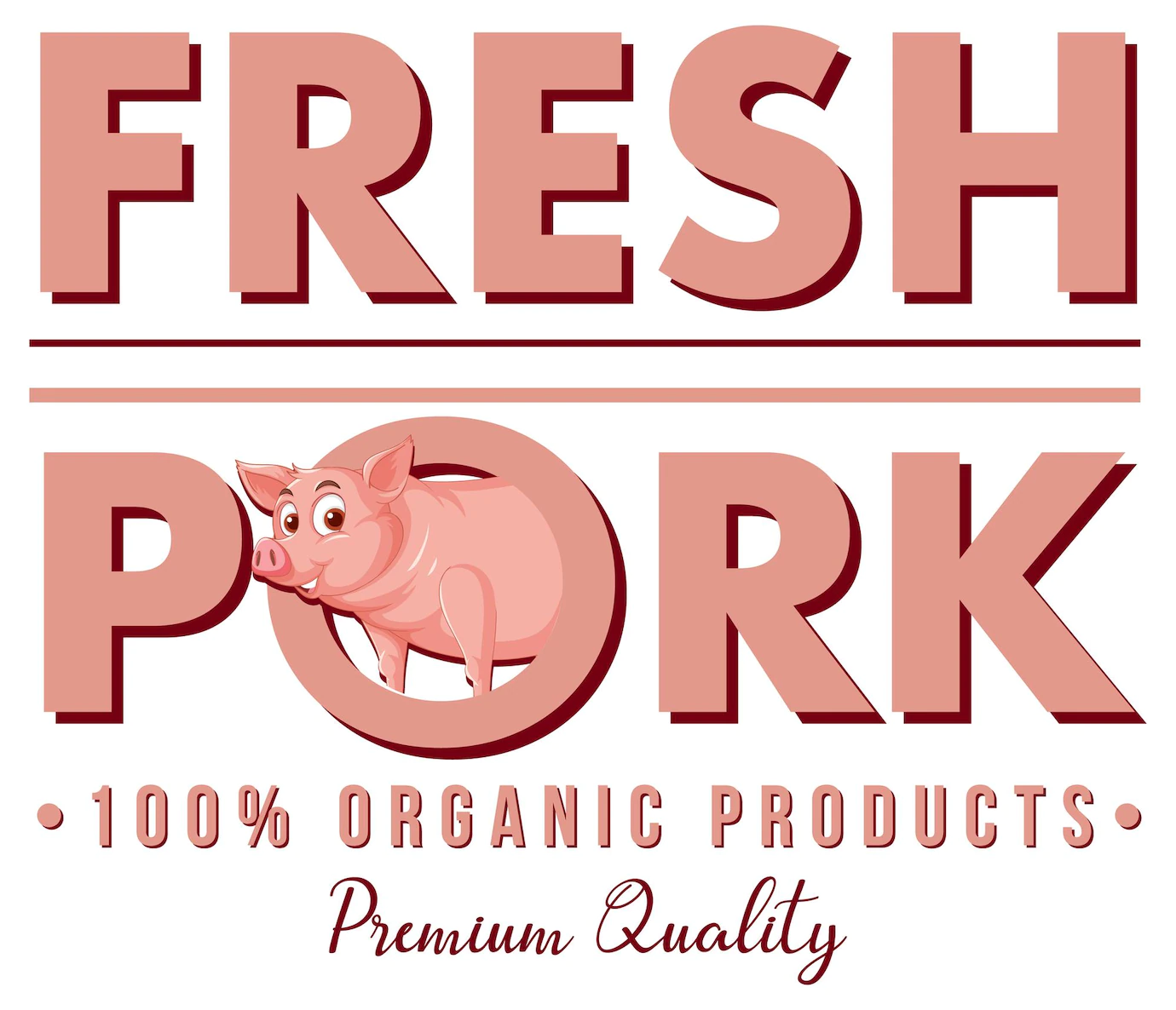 Pig Cartoon Character Logo Pork Products 1308 110334