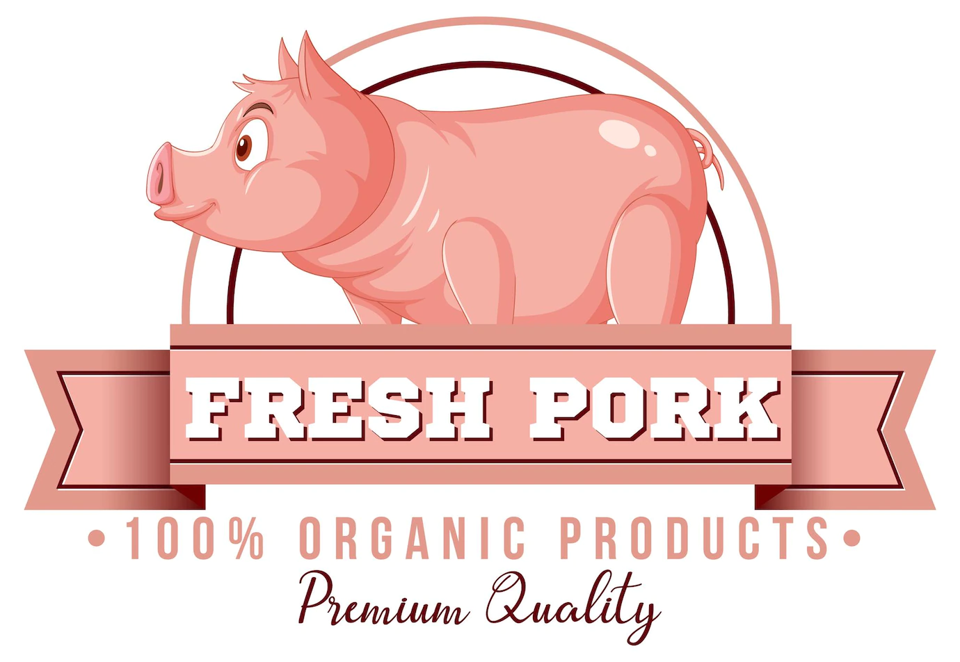 Pig Cartoon Character Logo Pork Products 1308 110402