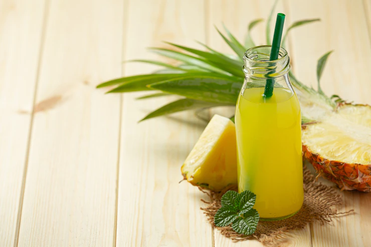 Pineapple Juice Bottle Wooden Surface 1150 41881