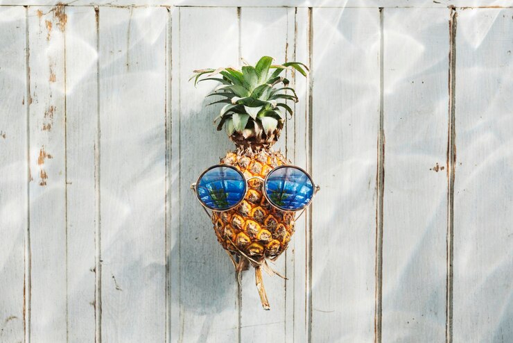 Pineapple Wearing Sunglasses Beach Summer Concept 53876 165293