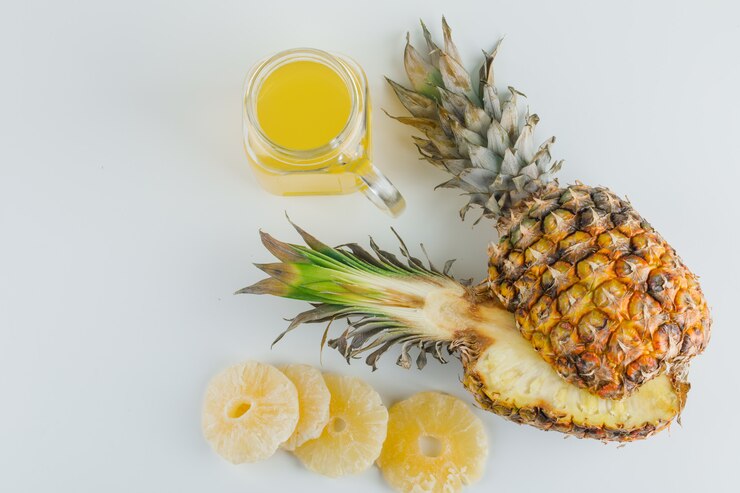 Pineapple With Juice Candied Rings White Surface 176474 8736