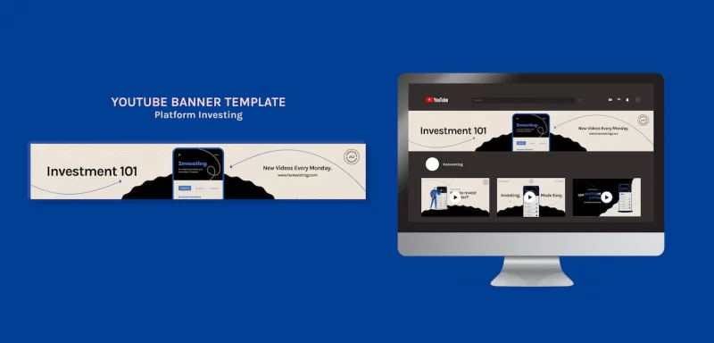 Platform investing youtube banner template Free Psd