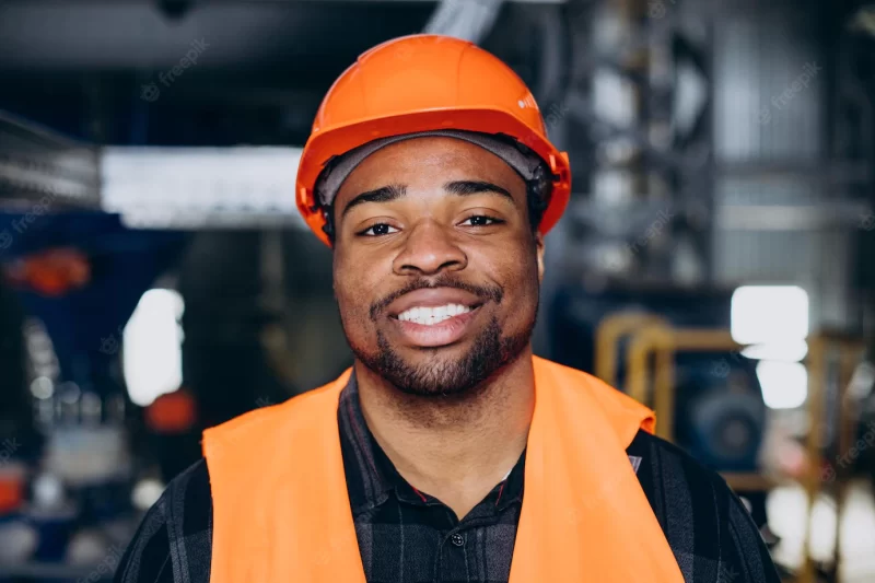 Portrait of African American man at a factory Free Photo