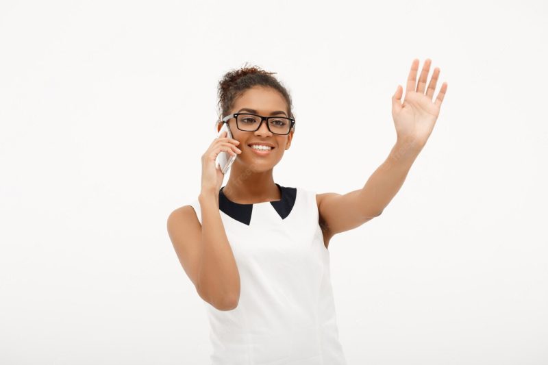 Portrait of young successful African business lady on white Free Photo