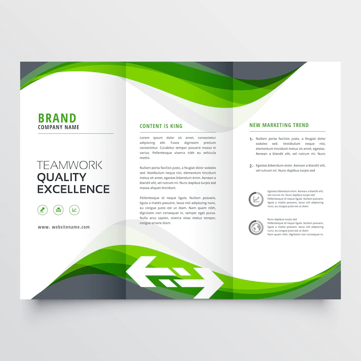 Professional Creative Green Wavy Trifold Brochure Design 1017 13801