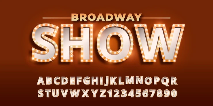 Realistic Broadway text design Free Vector