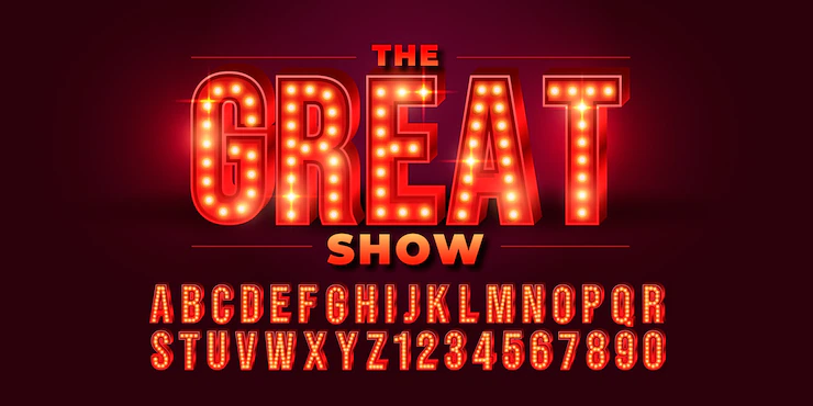 Realistic Broadway font design Free Vector