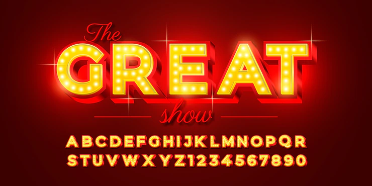 Realistic broadway font design Free Vector free download