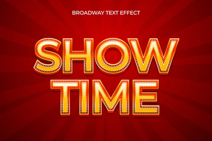 Realistic broadway font text effect Free Vector