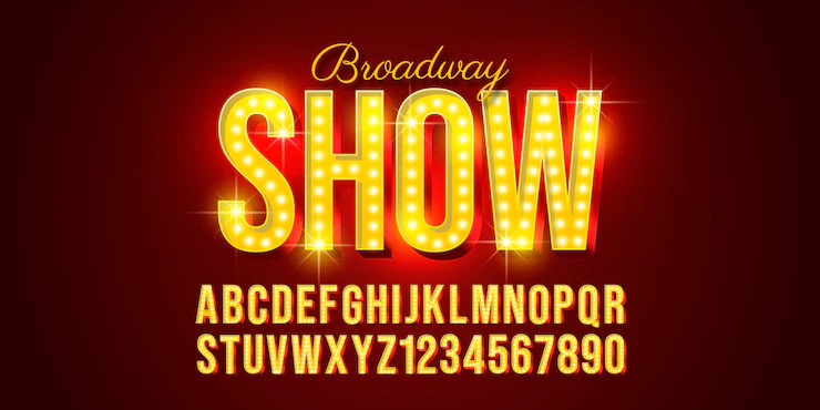 Realistic broadway font Free Vector