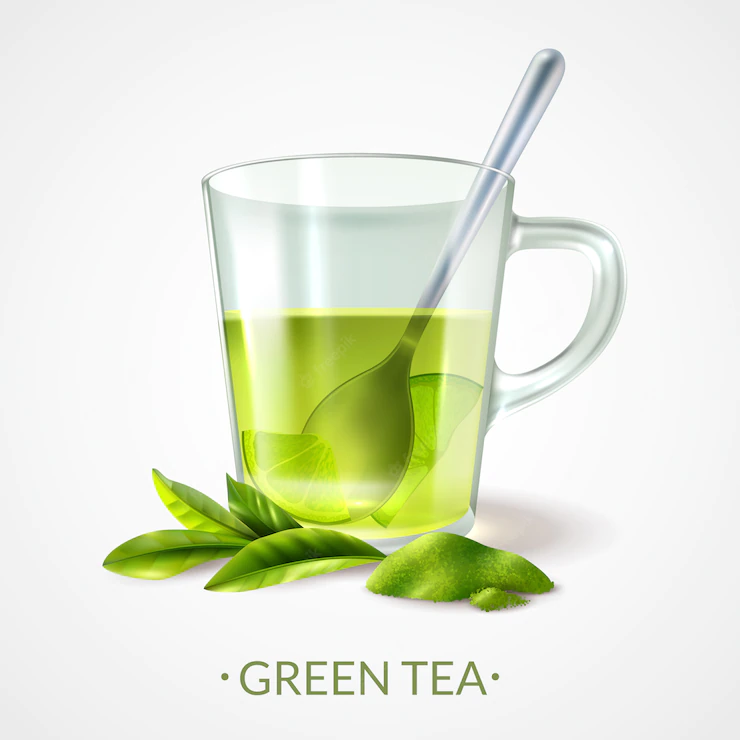 Realistic Green Tea Cup With Spoon Vector Illustration 1284 30567