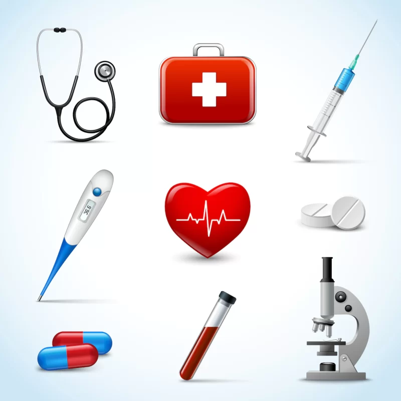 Realistic medical objects set Free Vector