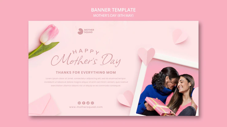 Realistic mother’s day banner template Free Psd