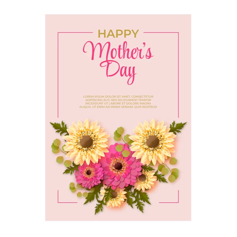 Realistic mothers day vertical flyer template with flowers Free Vector