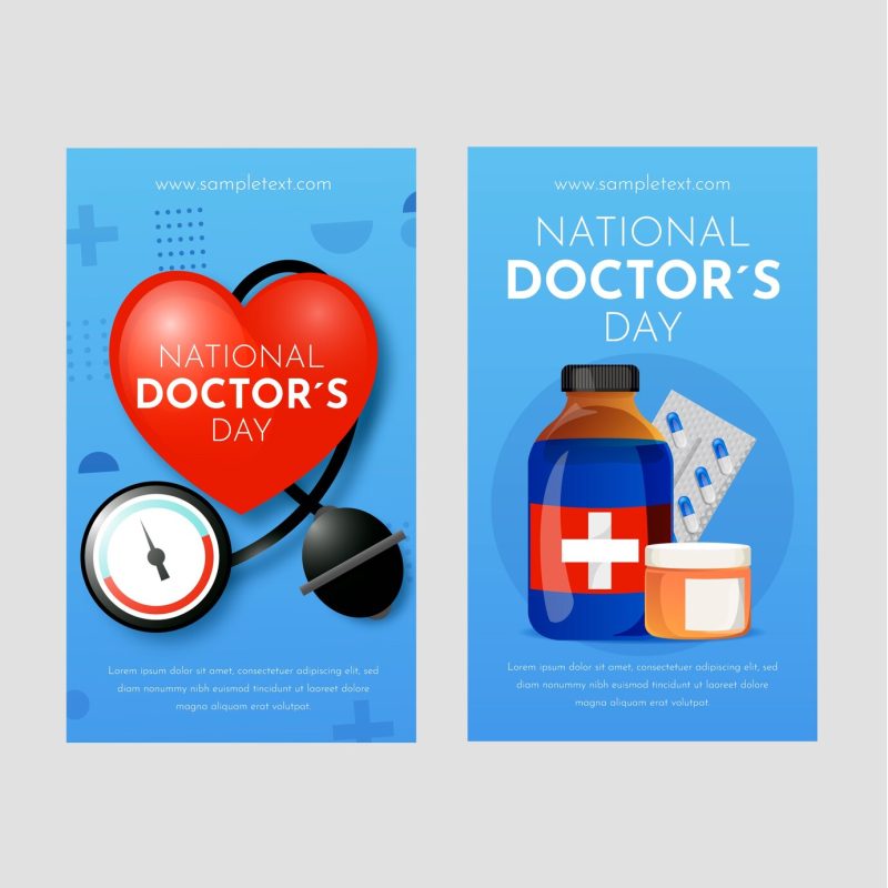 Realistic national doctor’s day cards Free Vector