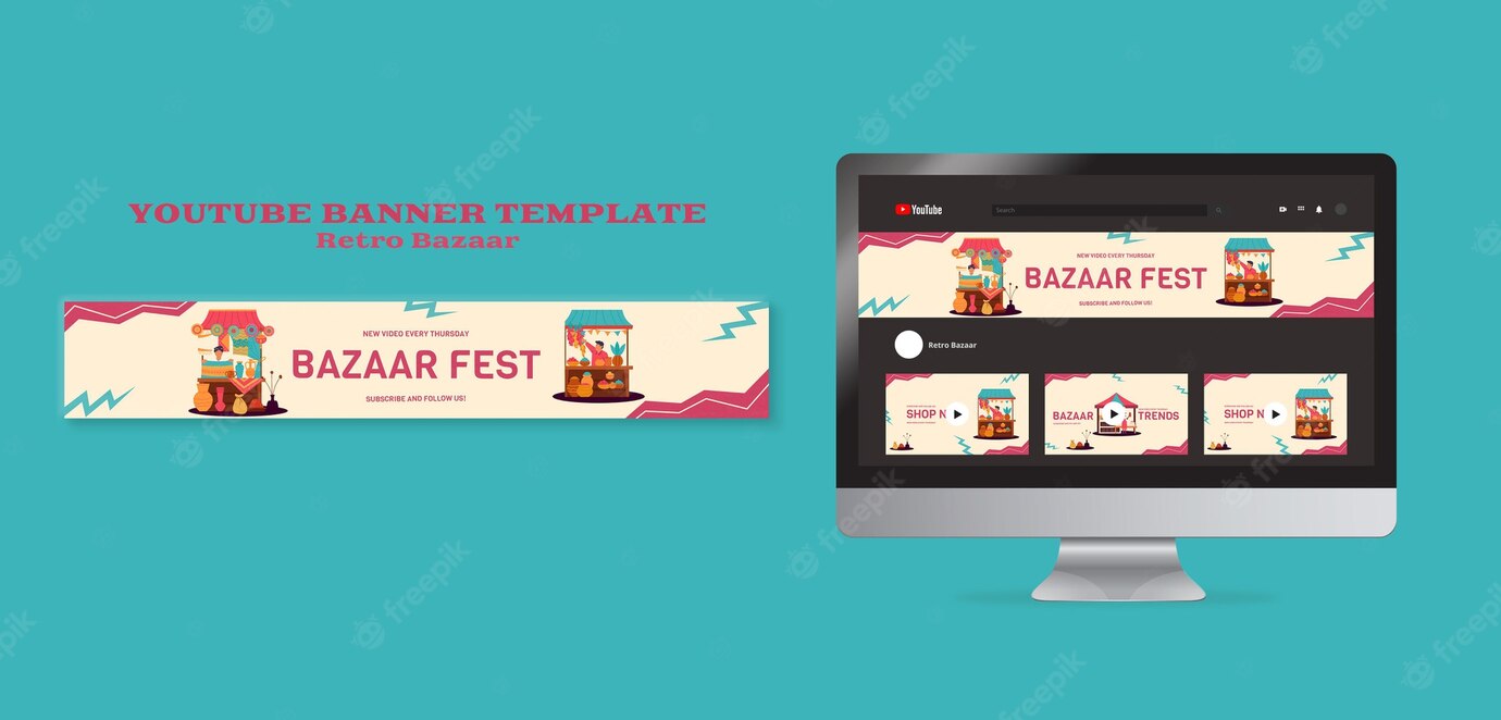 Retro Bazaar Youtube Banner Template 23 2149052588