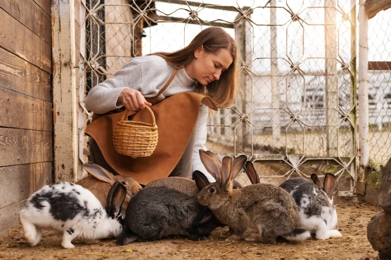 Rural life lifestyle growing rabbits Free Photo