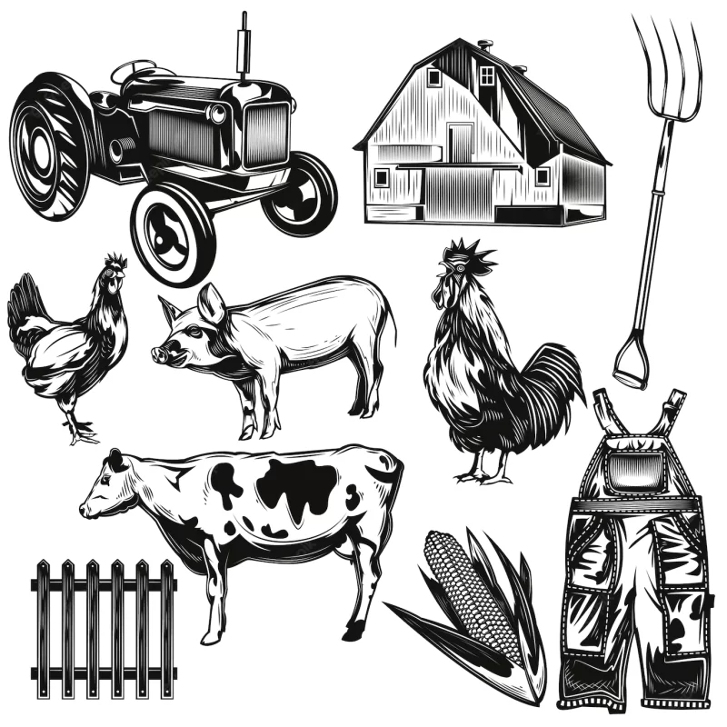 Set of farming elements Free Vector