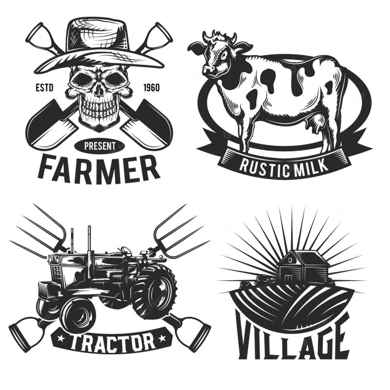 Set of farming emblems, labels, badges, logos. Free Vector