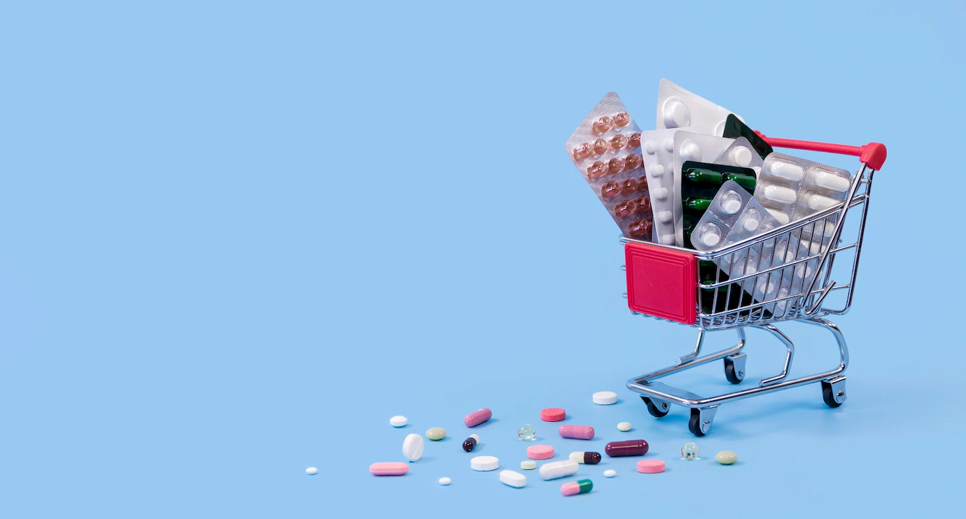 Shopping Cart With Pill Foils Copy Space 23 2148533453