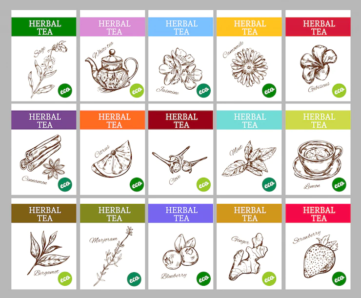 Sketch Herbal Tea Labels Collection 1284 37933