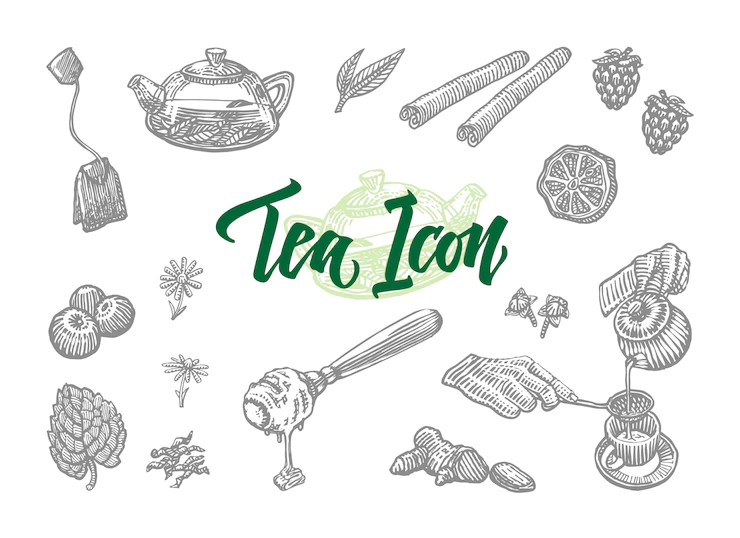 Sketch Tea Icons Set 1284 37664