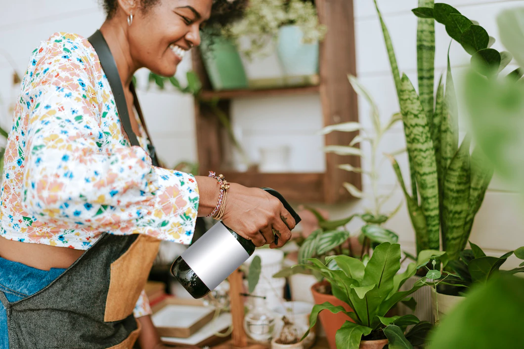 Small Business Worker Misting Plants With Water Spray 53876 130024