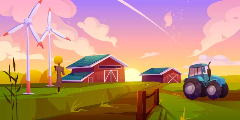 Smart, ecological farming cartoon illustration Free Vector