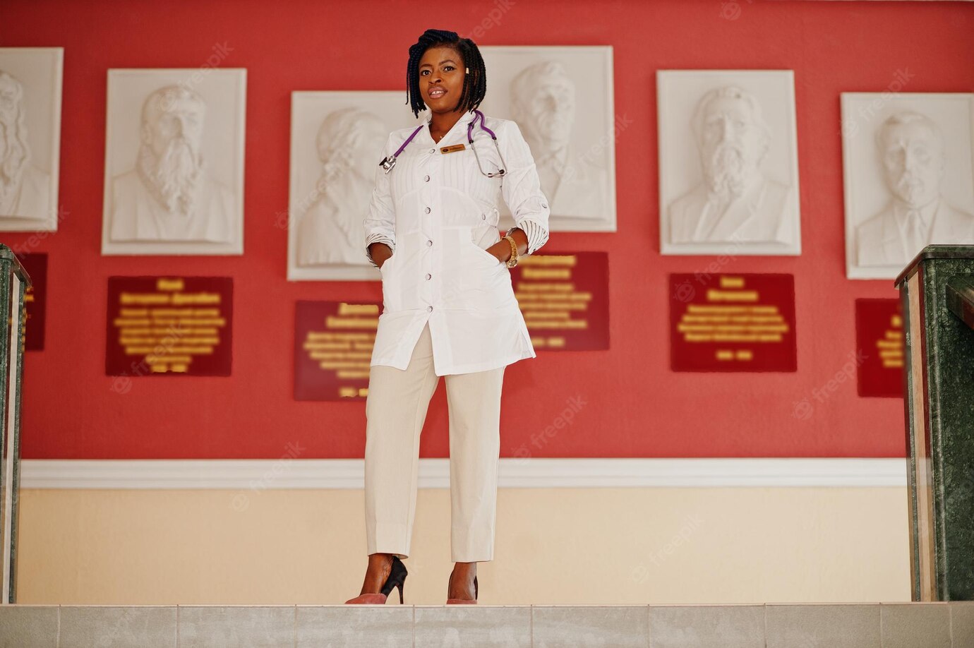 Stylish African American Doctor With Stethoscope Posed Indoor 627829 3135