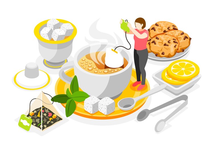 Tea Day Concept With Teabag Lemon Sugar Isometric Vector Illustration 1284 71357