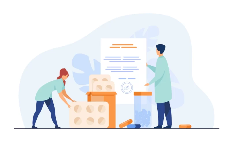 Tiny pharmacists with Rx prescription and drugs Free Vector Tiny pharmacists with Rx prescription and drugs Free Vector