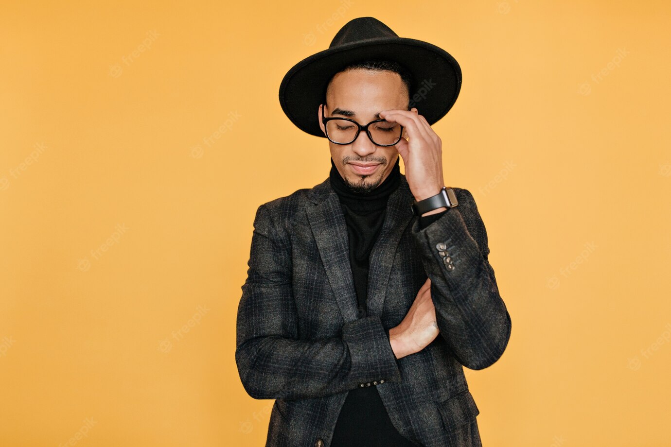 Tired Black Young Man Formal Attire Posing With Eyes Closed Photo African Guy Trendy Casual Clothes Standing Yellow Wall 197531 21938