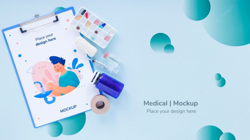 Top view medical clipboard with mock-up Free Psd