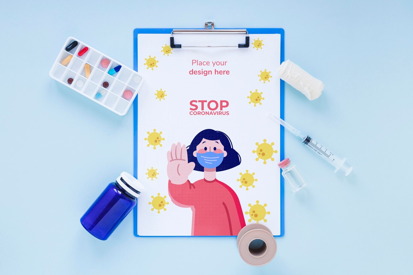 Top View Medical Clipboard With Mock Up 23 2148610024