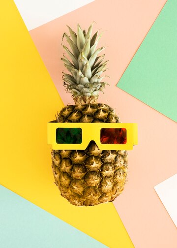 Top View Pineapple Wearing 3d Glasses 23 2148891864