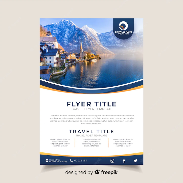 Travel brochure template with photo Free Vector